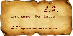 Langhammer Henrietta névjegykártya